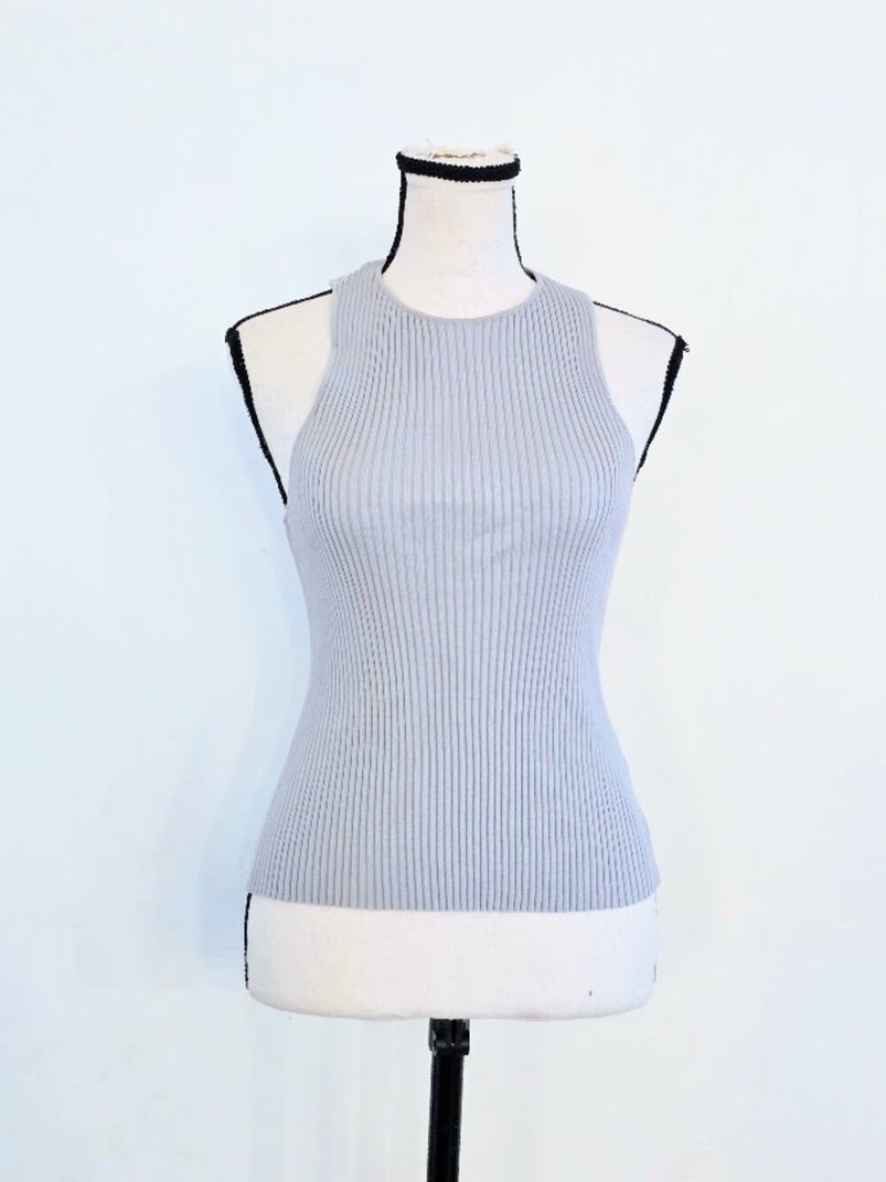CAMI NYC Lani Rib Knit Tank Top Heather Gray Crew Neck Size XS